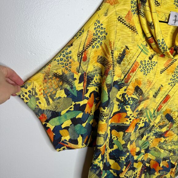 Inoah Clothing Made in USA Art 2 Wear Yellow Abstract Shirt Womens XL - Picture 2 of 6